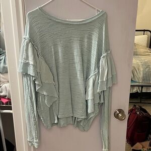 Free people small Women's Light Blue Ruffle Sleeve Top